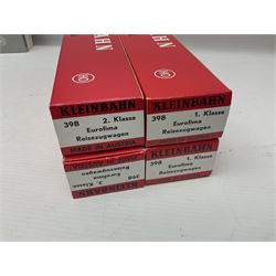 Kleinbahn HO gauge - thirteen passenger coaches - five 398 2.Klasse Eurofima Reisezugwagen; four OBB 387/1 D-Zugwagen; two 385 Schlafwagen; and two 370 Personenwagen 2 achsig; all boxed (13)