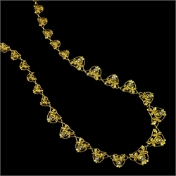  French Art Nouveau 18ct gold diamond set graduating floral necklace, hallmarked  