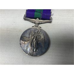 Elizabeth II General Service Medal with Malaya clasp awarded to 22682079 Pte. J. Siddall E. Yorks.; with ribbon