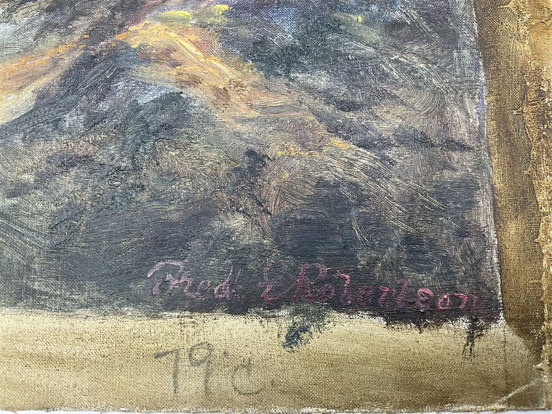 Frederick E Robertson (British 19th/20th century): Scottish Highland Landscape, oil on canvas 40cm x 53cm (unframed)