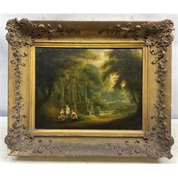 Manner of John Wootton (British 1686-1764): 'The Graces' in an Italianate Landscape, oil on canvas unsigned, titled verso 24cm x 31cm 