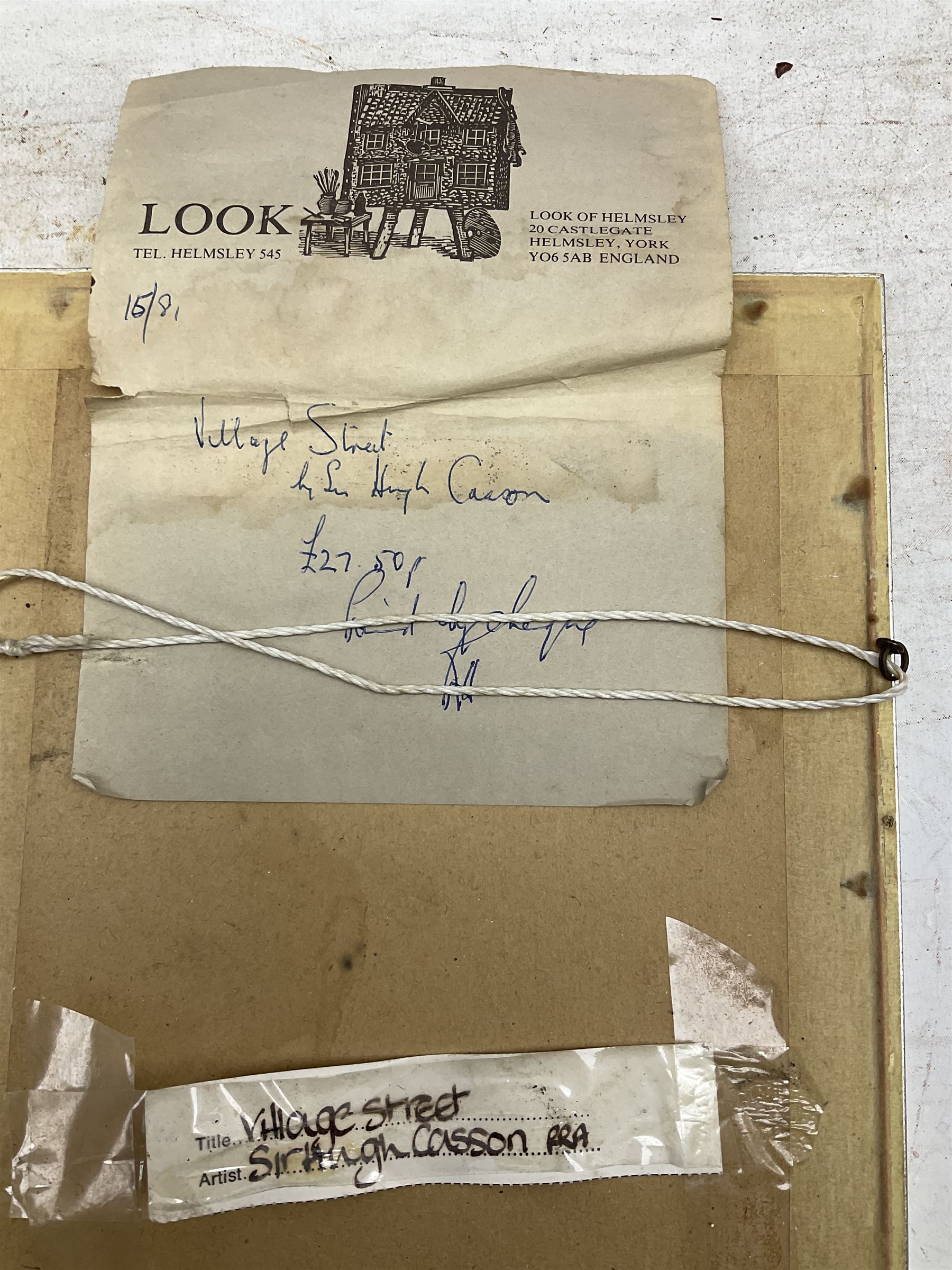 Sir Hugh Casson (British 1910-1999): 'Village Street', watercolour unsigned, labelled verso 11cm x 8cm