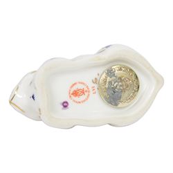 Three Royal Crown Derby rabbit paperweights, largest H7cm