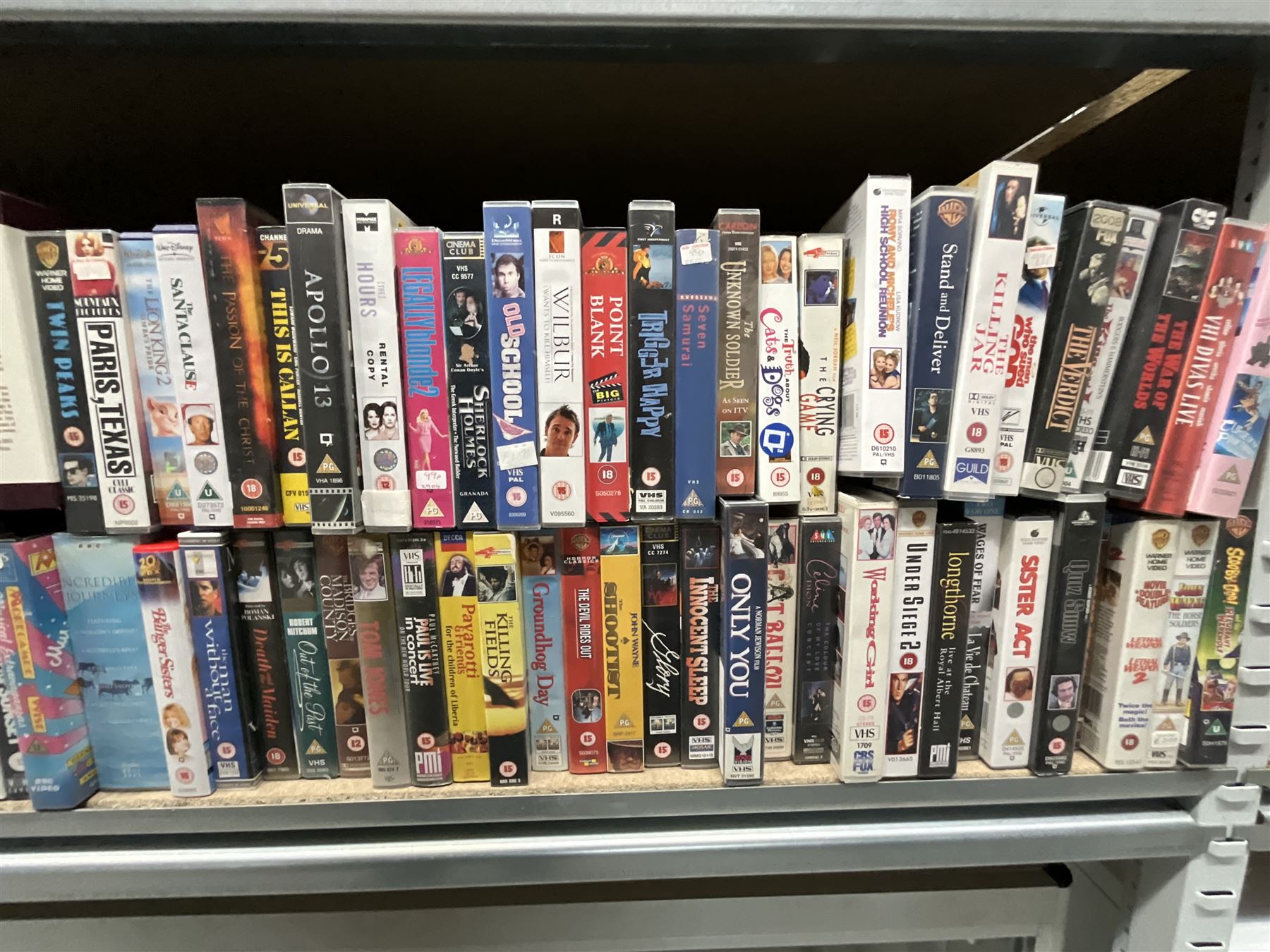 Two bays of vintage VHS videos, approx. 300 - viewing and collection at Duggleby Storage, YO11 3TX