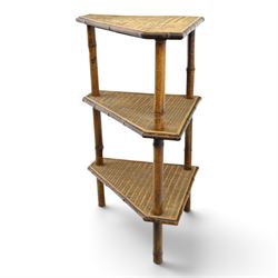 Victorian Aesthetic Movement bamboo three-tier corner whatnot or etagere