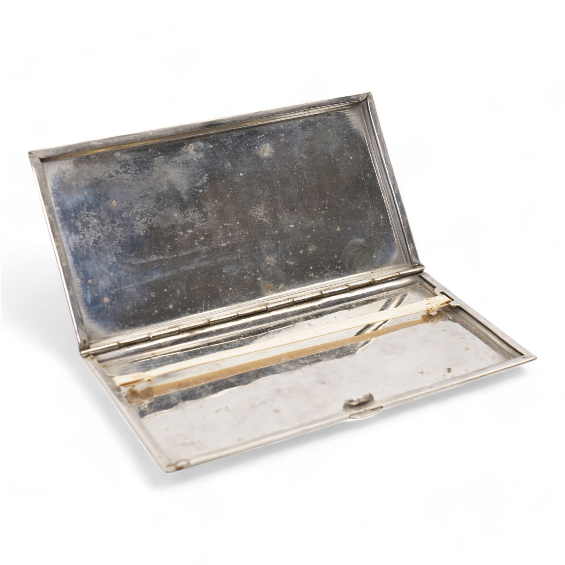 Masonic leather regalia case for De Lacy 4643 Lodge, containing a Masonic apron, By-Laws and Constitutions, gloves and cufflinks etc, with the original Toye, Kenning & Spencer Ltd box, together with three silver cycling medallions, brooch and silver plated cigarette case engraved with a map of India