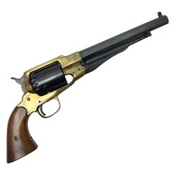  REGISTERED FIREARMS DEALER ONLY Modern Remington .44 calibre percussion brass framed army revolver, possibly by Uberti, with 16cm octagonal barrel, No.225; partially deactivated to old specification with no certificate L36cm overall