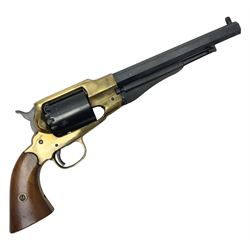 REGISTERED FIREARMS DEALER ONLY Modern Remington .44 calibre percussion brass framed army revolver, possibly by Uberti, with 16cm octagonal barrel, No.225; partially deactivated to old specification with no certificate L36cm overall - Disposed 25.06.25 - Notified 24.07.25