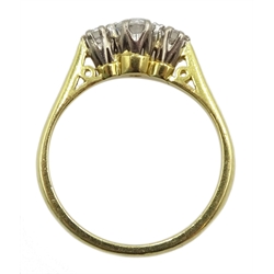 18ct gold three stone round brilliant cut diamond ring, Birmingham 1989, total diamond weight 0.26 carat