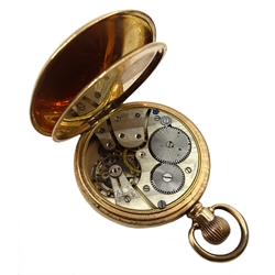 Gold-plated pocket watch, top wind by Limit, with a gold-plated chain