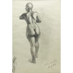 Anne Isabella Brooke (British 1916-2002): Female Nude Life Study, pencil signed and dated July 11th, 48cm x 33cm
Notes: painter and teacher born at South Crosland, Yorkshire principally known for her landscape oils. She attended Chelsea School of Art 1937-39, Huddersfield School of Art 1939-41 and London University. Lived in Harrogate