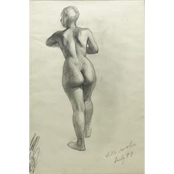 Anne Isabella Brooke (British 1916-2002): Female Nude Life Study, pencil signed and dated July 11th, 48cm x 33cm
Notes: painter and teacher born at South Crosland, Yorkshire principally known for her landscape oils. She attended Chelsea School of Art 1937-39, Huddersfield School of Art 1939-41 and London University. Lived in Harrogate