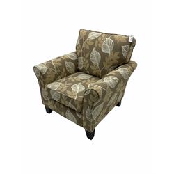 Alstons standard armchair, upholstered in leaf fabric
