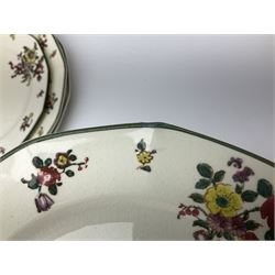 Royal Doulton part dinner service in Old Leeds Sprays pattern,  to include cheese dome, teapot and stand, egg cups etc, together with a selection of floral doilies.  