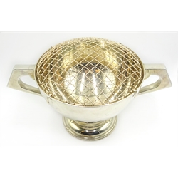  Art Deco silver twin handled pedestal rose bowl by Cooper Brothers & Sons Ltd Sheffield 1922 diameter 20cm 25oz  