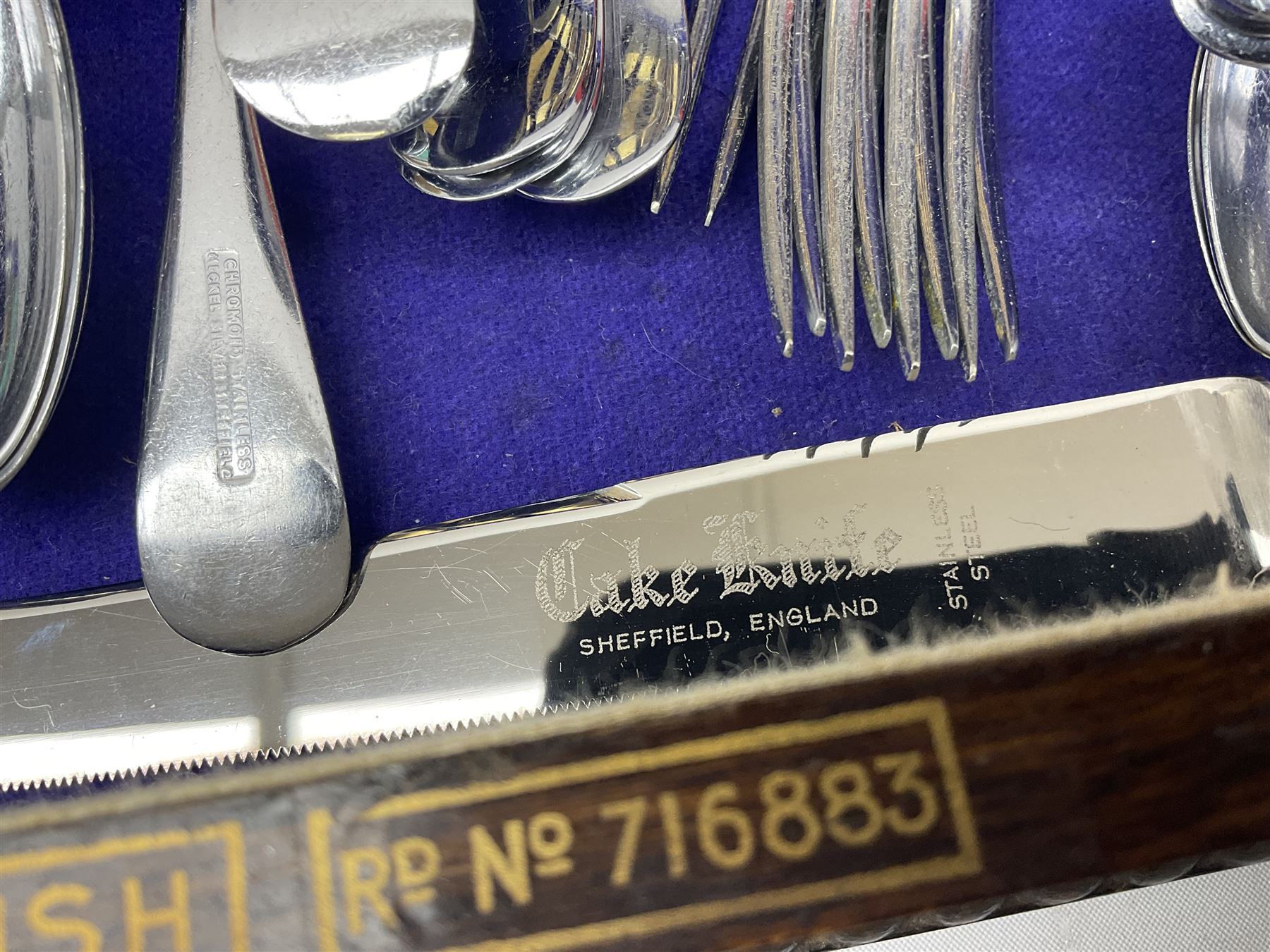 Dahlia Cabinet cutlery box with part canteen of cutlery to include Viners, and another canteen of Sheffield silver-plate cutlery for six