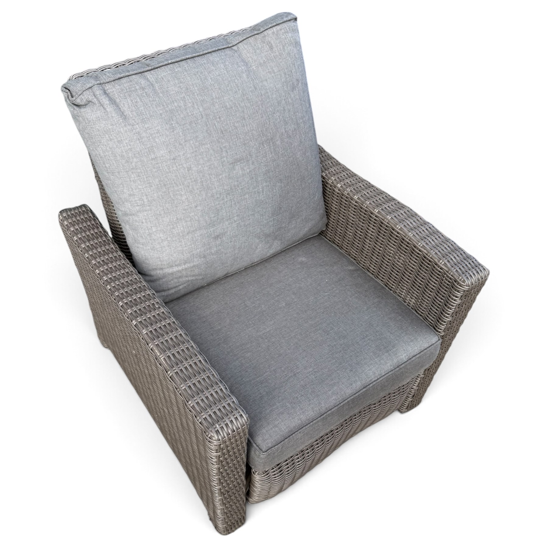 Kettler - Palma rattan garden reclining lounger chair, of high-back and square form with reclining and extending foot-rest function, with loose seat cushions and protective cover