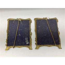 Pair of brass Art Nouveau style photograph frames, cast with a woman and flowers, H31cm