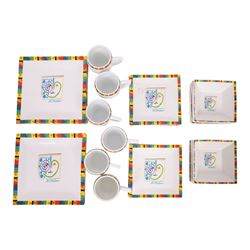 Succession Picasso The Heart pattern dinner service circa 2005, comprising eight dinner plates, eight side plates, eight bowls and six mugs, all with printed mark beneath