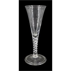 18th century drinking glass, the drawn trumpet bowl upon a single series mercury twist stem and folded conical foot, H19.5cm
