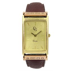 Clogau 9ct rose and yellow gold quartz wristwatch, hallmarked, on brown leather strap, boxed