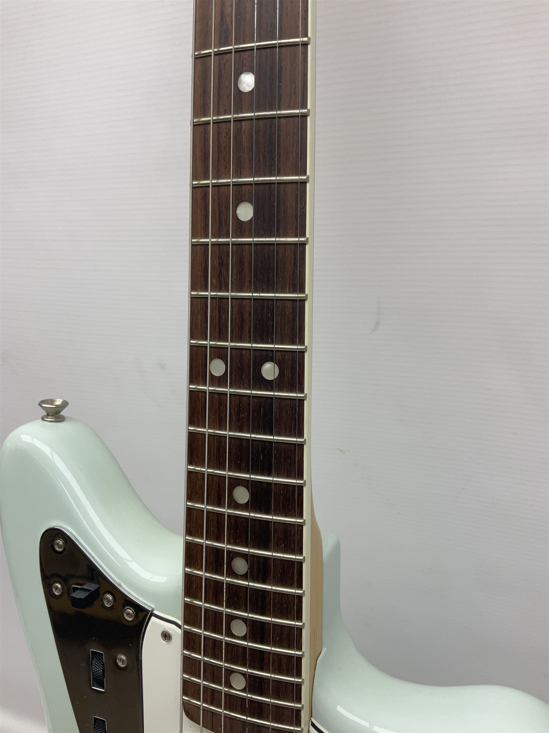 Fender Jaguar electric guitar, American Custom Shop vintage re-issue, probably in seafoam green, with tremolo arm, serial no.V1317106, L101cm; in American G&G Fender fitted hard case with paperwork