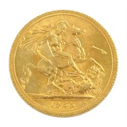Queen Elizabeth II 1965 gold full sovereign coin 
