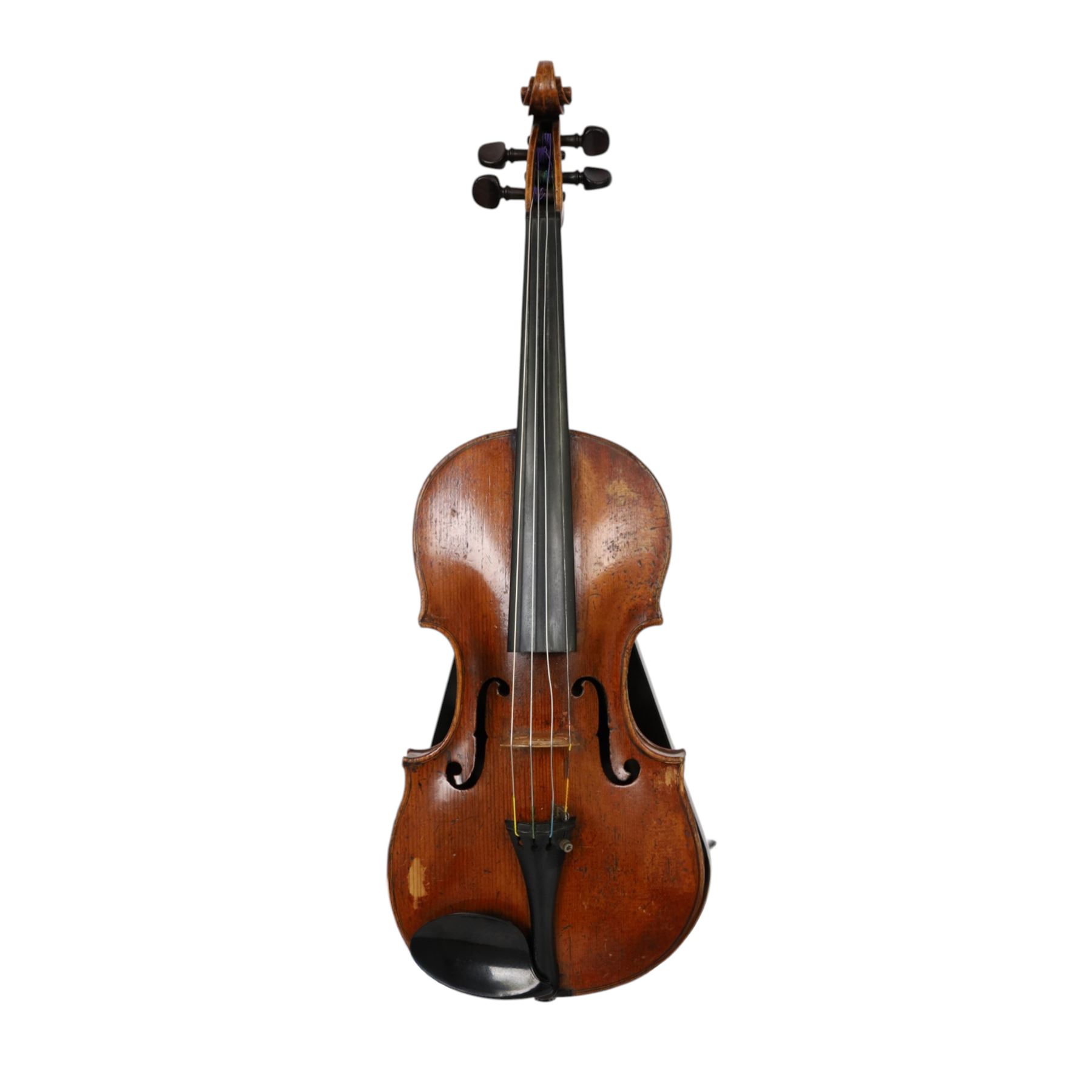 20th century violin, bearing label for Antonius and Hieronymus Amati, with bow stamped G. Werner, contained within fitted case