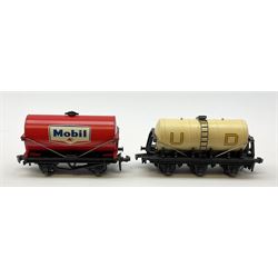 Hornby Dublo - 4644 21-Ton Hopper Wagon; 4310 Goods Brake Van M.R. (SD6); 4677 Tank Wagon 'Mobil' (D1); and 4657 'United Dairies' Milk Tank Wagon; all boxed (4)