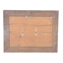 After Barye, bronze plaque cast in relief, depicting a hunting dog amongst reeds, within a wooden frame, H46cm, L60cm   