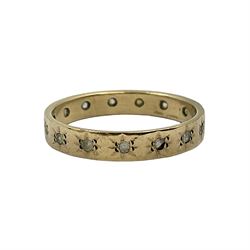 9ct gold eternity ring, set with paste stones, stamped 9ct 