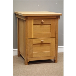  Light oak two drawer filing cabinet, W61cm, H78cm, D65cm  