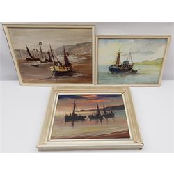 Lester Atack (British 1900-1973): Cornish Coastal Views, three oils on board and a similar watercolour signed, max 39cm x 50cm (4)