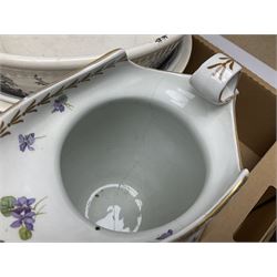 Spodes velamour twin handled mantel vase, together with Royal Doulton wash stand set, Royal Worcester coffee cans and saucers and other ceramics, in six boxes 