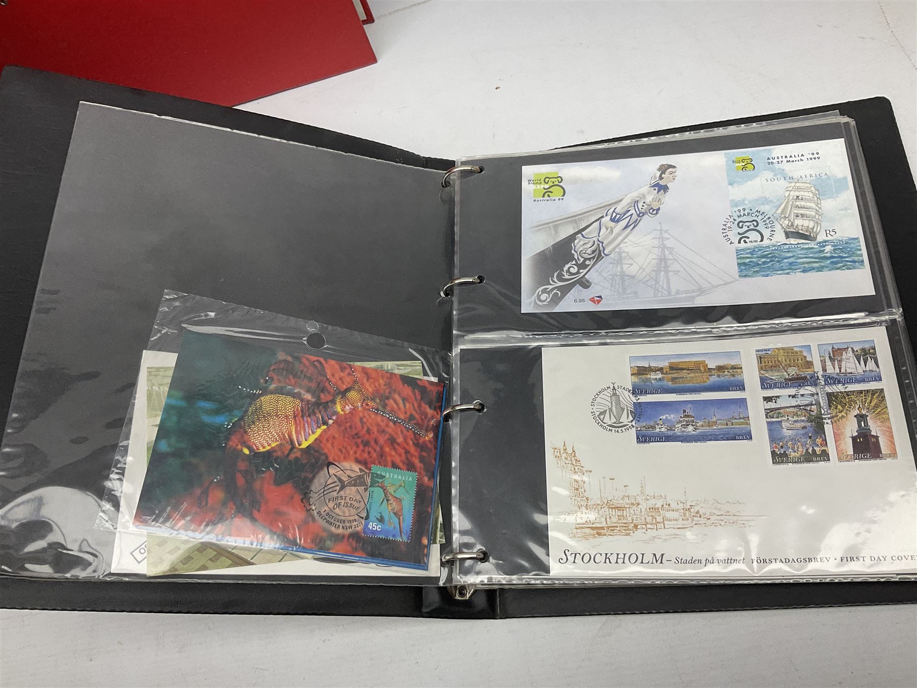 Various Royal Mail PHQ cards, first day covers, World stamps including Poland, Uruguay, Pakistan etc, housed in sixteen albums / folders, in one box