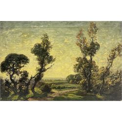 Paul Paul (Staithes Group 1865-1937): Trees at Sundown, oil on canvas unsigned 24cm x 41cm (unframed) 
Provenance: from the collection of the artist's great granddaughter