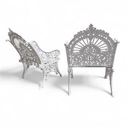 Pair of Coalbrookdale design cast aluminium garden chairs