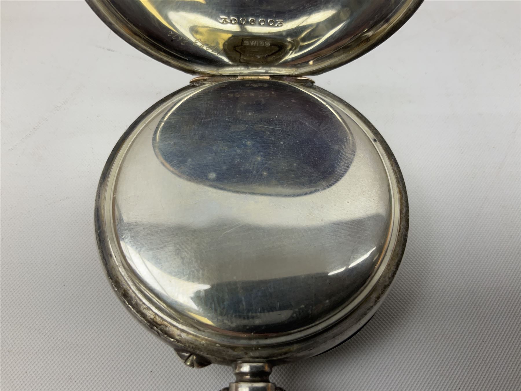 Early 20th century silver open face lever pocket watch by J W Benson London, No. 3006003, case by Arthur Baume & Son, Birmingham import mark 1918 