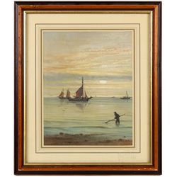 Thomas Swift Hutton (British 1860-1935): 'Tin Ghaut - Whitby', George Percy Bankart (British 1866-1929): ‘River Esk at Whitby’, Edith F Hillier (British 19th/20th Century): ‘The Market Place – Whitby'; together with other Whitby related watercolours variously signed and titled max 36.5cm x 26.5cm (6)