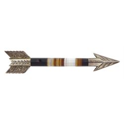 Victorian Scottish banded agate and silver arrow brooch