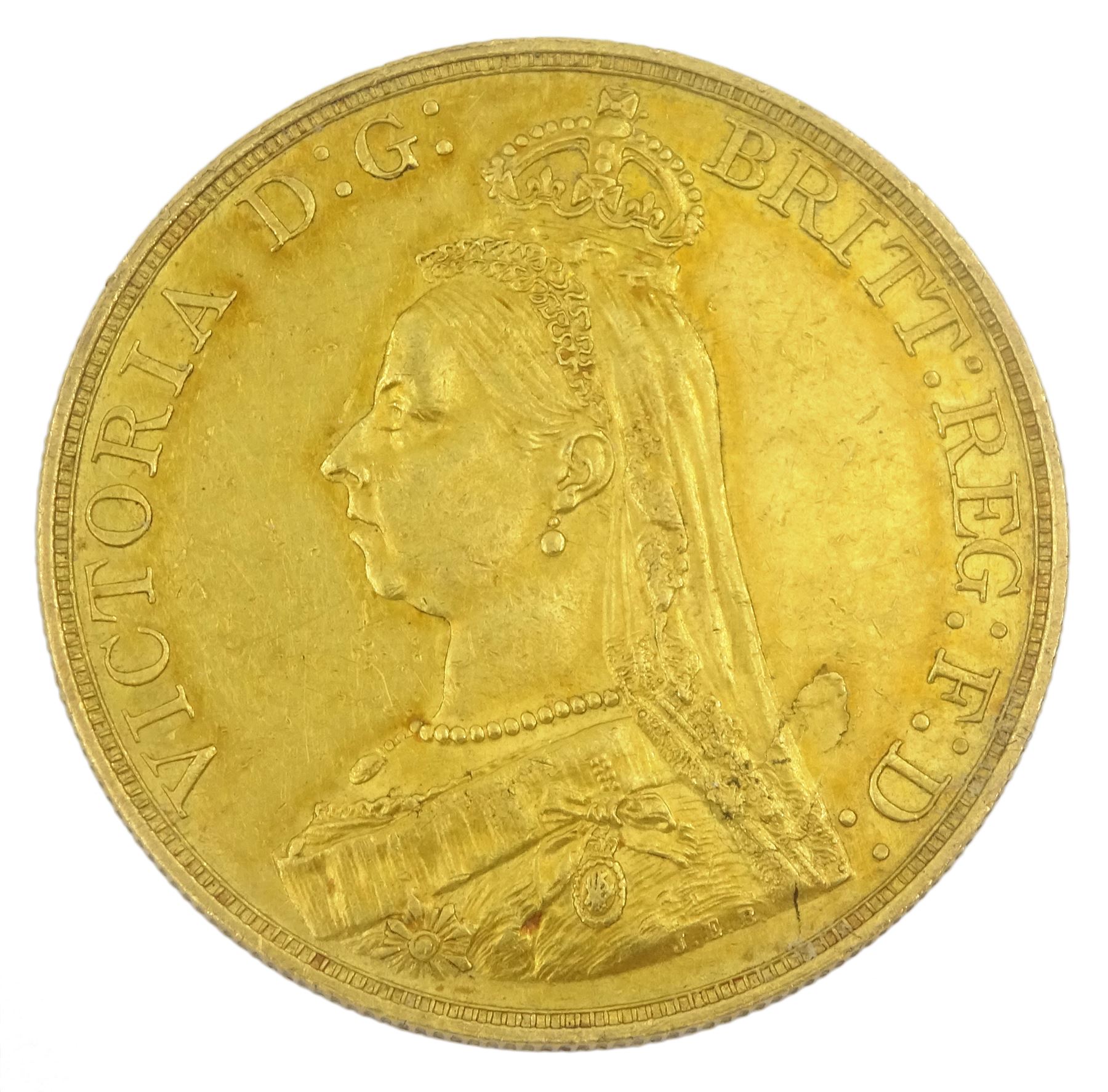 Queen Victoria 1887 gold five pound coin