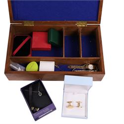 Silver jewellery, including pair of Chamila rose earrings, other earrings and rings, together with a collection of costume jewellery and watches