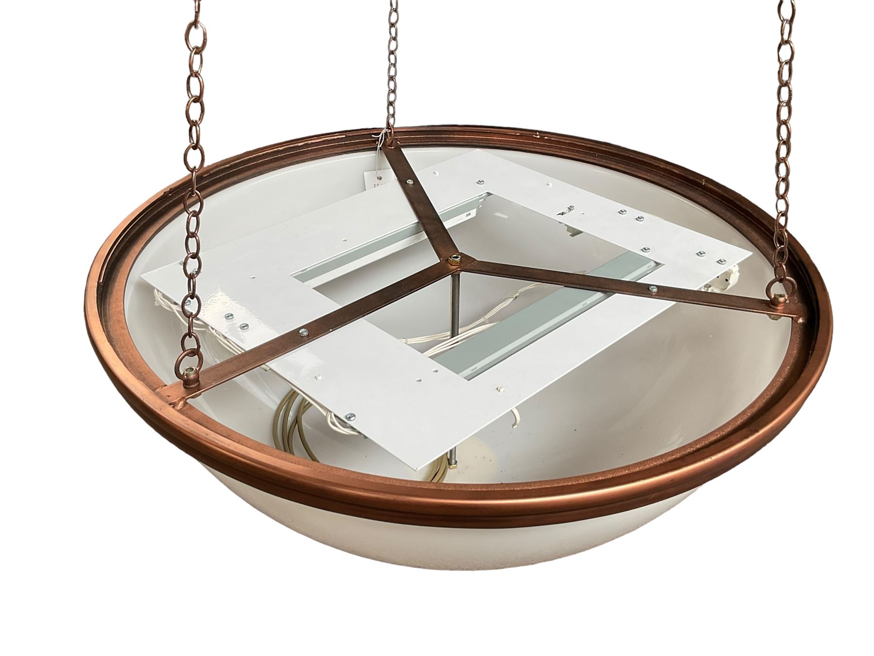 Apollo Lighting - 'Senator' drop pendant hemi-sphere light fitting - new and unassembled, (no pendant fittings)