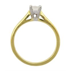 18ct gold single stone rectangular cut diamond ring, London 2001, diamond approx 0.50 carat