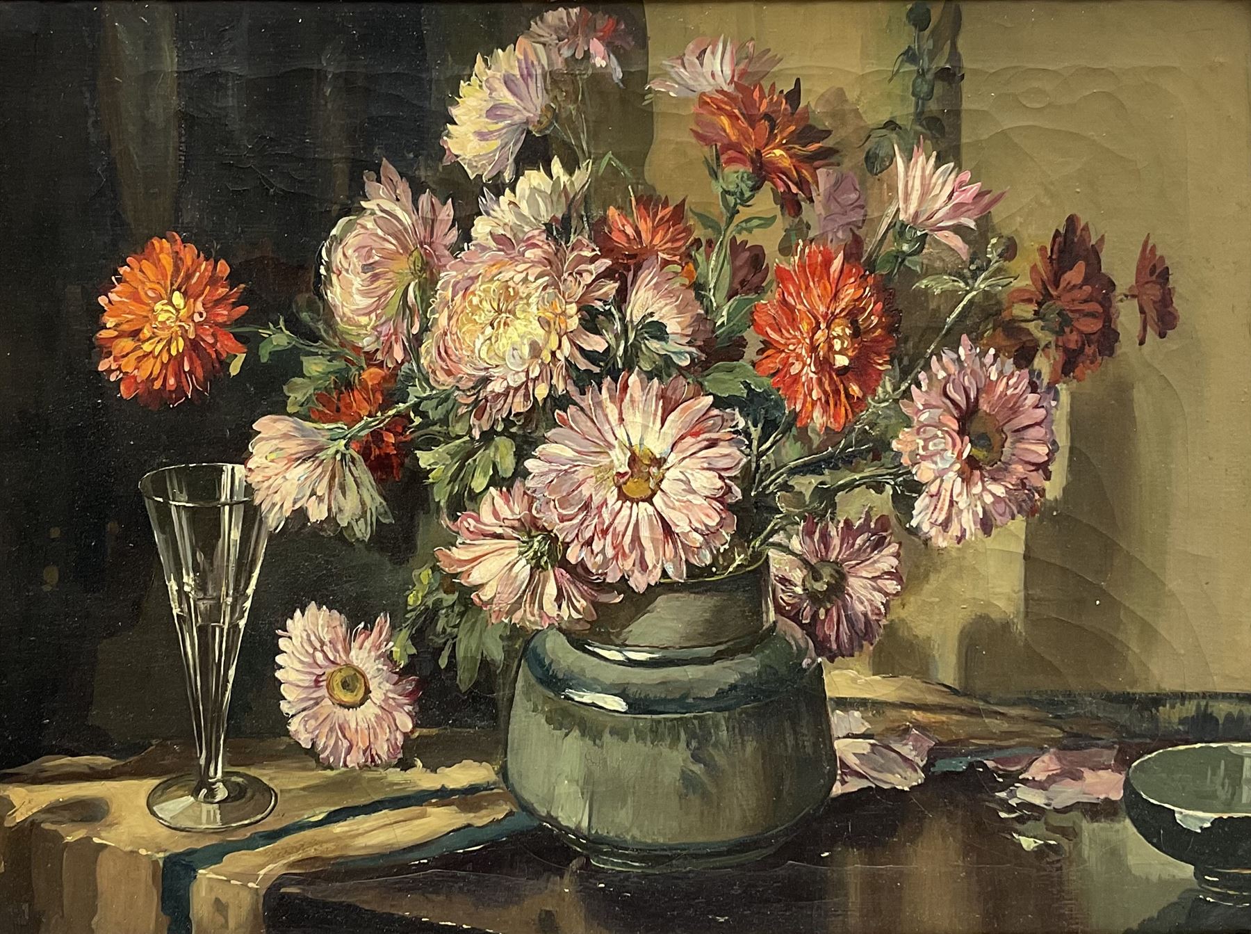 Manner of Herbert Davis Richter (British 1874-1955): Still Life of Flowers in a Vase, oil on canvas unsigned 44cm x 60cm