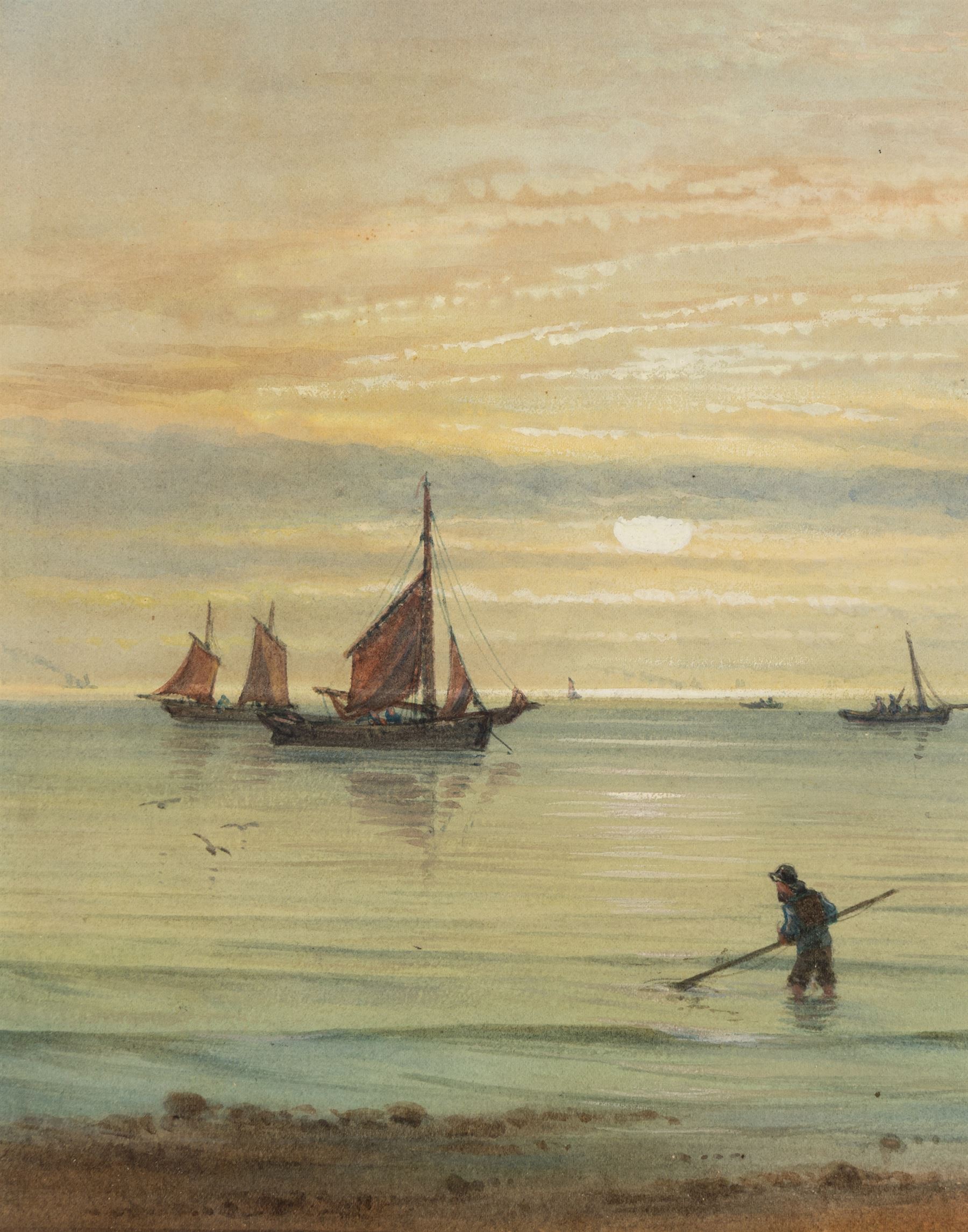 Thomas Swift Hutton (British 1860-1935): 'Tin Ghaut - Whitby', George Percy Bankart (British 1866-1929): ‘River Esk at Whitby’, Edith F Hillier (British 19th/20th Century): ‘The Market Place – Whitby'; together with other Whitby related watercolours variously signed and titled max 36.5cm x 26.5cm (6)