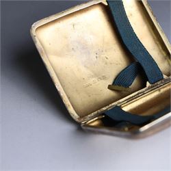 1920s silver cigarette case, with engraved initials and foliate decoration to cover and personal engraving to interior, hallmarked Smith & Bartlam, Birmingham 1924, with a similar silver vesta case, hallmarked, cigarette case H8.5cm