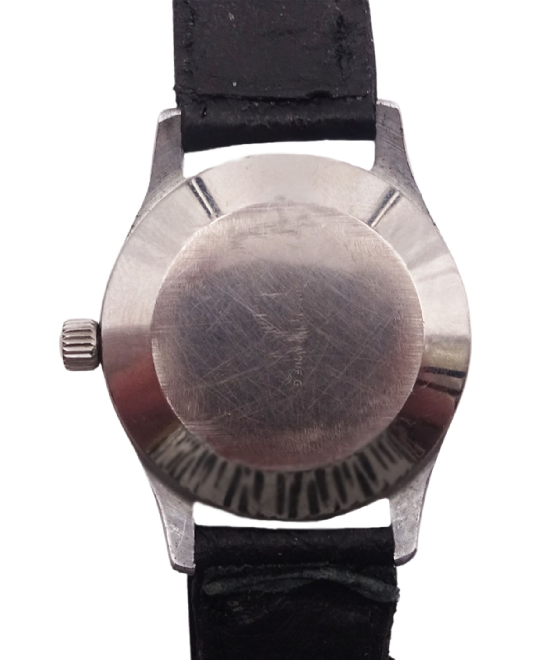 Omega Turler gentleman's manual wind wristwatch, Cal. 511, serial No. 15927216 in stainless steel case, on black leather strap