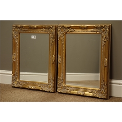 Pair small wall mirrors in ornate gilt swept frames, 42cm x 53cm