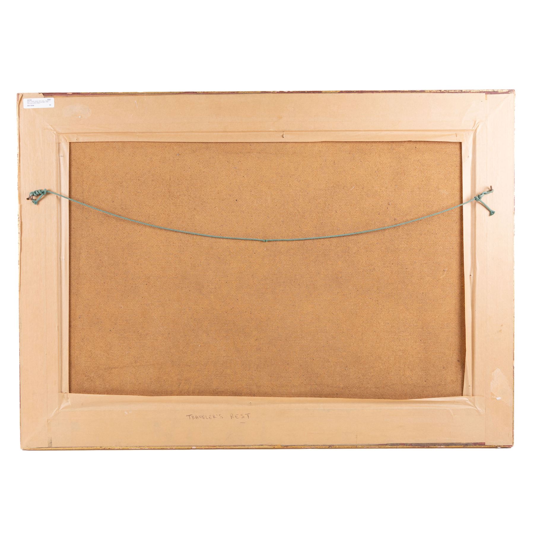 Walter Goodin (British 1907-1992): 'Traveller's Rest', oil on board signed and dated 1982, titled verso 47cm x 72cm